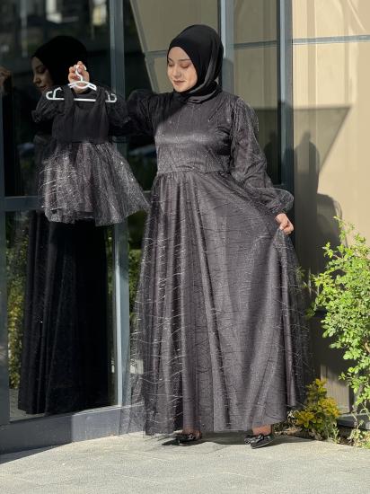 Anne Kız Siyah Abiye Elbise